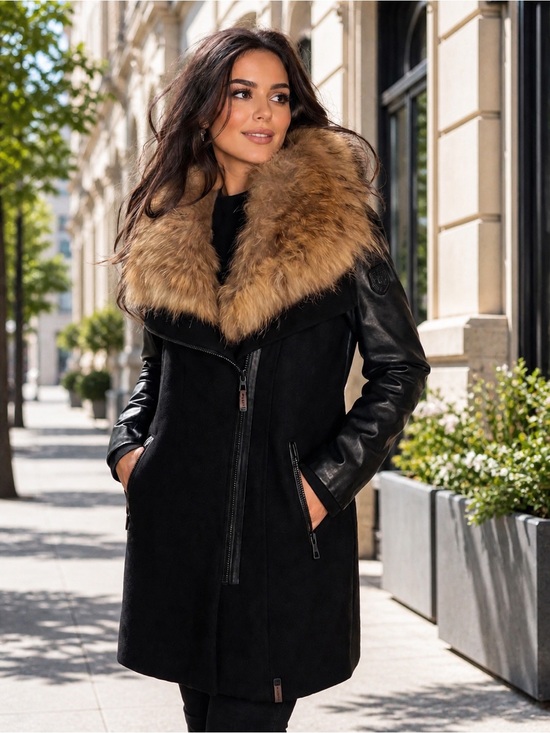RUDSAK Jackets & Blazers - RUDSAK Black Coat with Fur Collar – Leather sleeves
